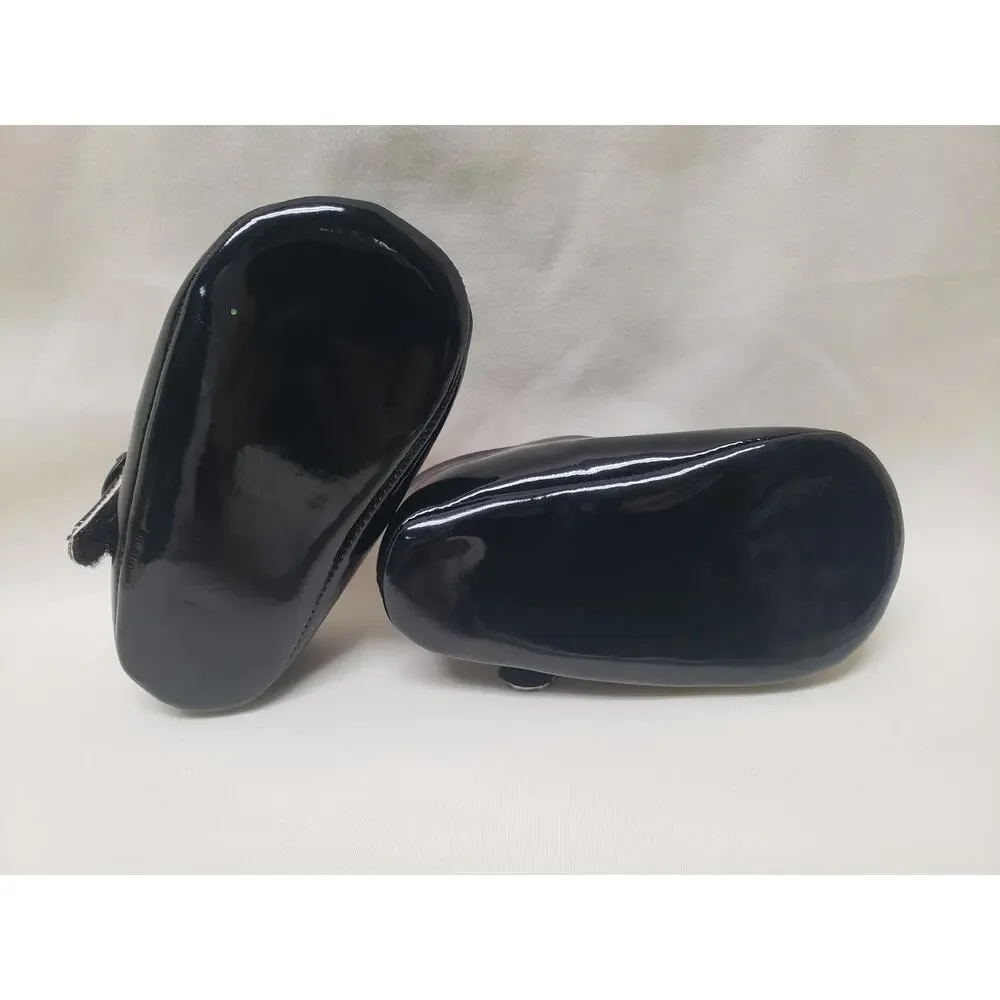 Black Ballerina Dress Slip On Velcro Strap Baby Shoes - Size 3